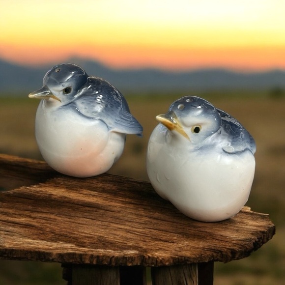 VINTAGE BLUE BIRD SALT AND PEPPER S&P SHAKERS BONE CHINA ARDALT MADE IN TAIWAN - Picture 3 of 13